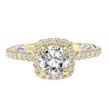 Artcarved Bridal Mounted with CZ Center Classic Lyric Halo Engagement Ring Mellie 14K Yellow Gold
