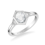 Artcarved Bridal Mounted Mined Live Center Contemporary Rose Goldcut 3-Stone Engagement Ring Alice 14K White Gold