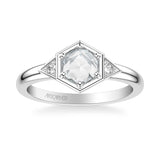 Artcarved Bridal Mounted Mined Live Center Contemporary Rose Goldcut Engagement Ring Truddy 14K White Gold
