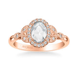 Artcarved Bridal Mounted Mined Live Center Contemporary Rose Goldcut Halo Engagement Ring 18K Rose Gold