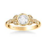 Artcarved Bridal Mounted Mined Live Center Contemporary Rose Goldcut Engagement Ring 18K Yellow Gold