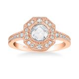 Artcarved Bridal Mounted Mined Live Center Vintage Rose Goldcut Halo Engagement Ring Ornella 14K Rose Gold