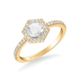 Artcarved Bridal Mounted Mined Live Center Contemporary Rose Goldcut Halo Engagement Ring Angelyn 14K Yellow Gold