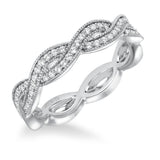 Artcarved Bridal Mounted with Side Stones Stackable Eternity Diamond Anniversary Band 14K White Gold