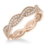 Artcarved Bridal Mounted with Side Stones Stackable Eternity Diamond Anniversary Band 14K Rose Gold