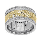 Artcarved Bridal Mounted with Side Stones Vintage Diamond Anniversary Band Royalty 14K White Gold Primary & 14K Yellow Gold