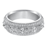 Artcarved Bridal Mounted with Side Stones Vintage Fashion Diamond Anniversary Band 14K White Gold