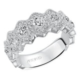 Artcarved Bridal Mounted with Side Stones Vintage Fashion Diamond Anniversary Band 14K White Gold