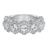 Artcarved Bridal Mounted with Side Stones Vintage Fashion Diamond Anniversary Band 14K White Gold