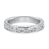 Artcarved Bridal Mounted with Side Stones Diamond Anniversary Band 14K White Gold
