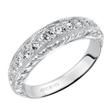 Artcarved Bridal Mounted with Side Stones Vintage Diamond Anniversary Band 14K White Gold