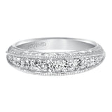 Artcarved Bridal Mounted with Side Stones Vintage Diamond Anniversary Band 14K White Gold
