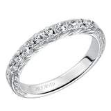 Artcarved Bridal Mounted with Side Stones Vintage Fashion Diamond Anniversary Band 14K White Gold