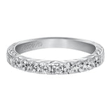 Artcarved Bridal Mounted with Side Stones Vintage Fashion Diamond Anniversary Band 14K White Gold