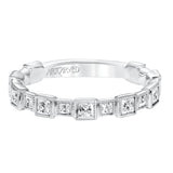 Artcarved Bridal Mounted with Side Stones Vintage Fashion Diamond Anniversary Band 14K White Gold