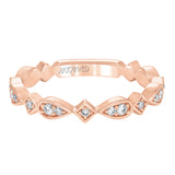 Artcarved Bridal Mounted with Side Stones Vintage Stackable Fashion Diamond Anniversary Band 14K Rose Gold