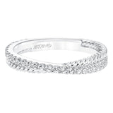 Artcarved Bridal Mounted with Side Stones Contemporary Stackable Fashion Anniversary Band 14K White Gold