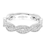 Artcarved Bridal Mounted with Side Stones Fashion Diamond Anniversary Band 14K White Gold