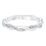 Artcarved Bridal Mounted with Side Stones Contemporary Stackable Fashion Anniversary Band 14K White Gold