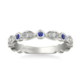 Artcarved Bridal Mounted with Side Stones Contemporary Anniversary Ring 14K Yellow Gold & Blue Sapphire