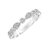 Artcarved Bridal Mounted with Side Stones Fashion Diamond Anniversary Band 14K White Gold