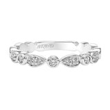 Artcarved Bridal Mounted with Side Stones Fashion Diamond Anniversary Band 14K White Gold