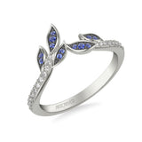 Artcarved Bridal Mounted with Side Stones Contemporary Anniversary Ring 18K Rose Gold & Blue Sapphire