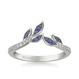 Artcarved Bridal Mounted with Side Stones Contemporary Anniversary Ring 18K Rose Gold & Blue Sapphire
