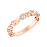 Artcarved Bridal Mounted with Side Stones Classic Lyric Diamond Anniversary Ring 18K Rose Gold