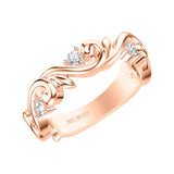 Artcarved Bridal Mounted with Side Stones Classic Lyric Diamond Anniversary Ring 18K Rose Gold