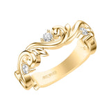 Artcarved Bridal Mounted with Side Stones Classic Lyric Diamond Anniversary Ring 18K Yellow Gold