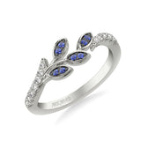 Artcarved Bridal Mounted with Side Stones Contemporary Anniversary Ring 14K Rose Gold & Blue Sapphire