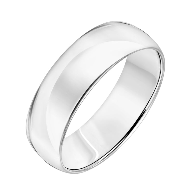 Goldman 14k White Gold Men's 7mm High Polished Wedding Band