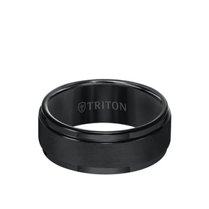 Triton 9MM Tungsten Carbide Ring - Brushed Finish and Step Edge