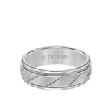 Triton 7MM Tungsten Carbide Ring - Diagonal Cut Center and Round Edge