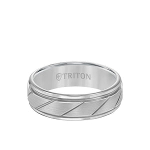 Triton 7MM Tungsten Carbide Ring - Diagonal Cut Center and Round Edge