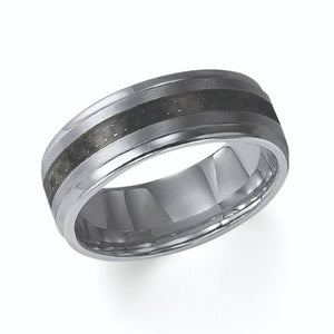 Triton White Tungsten Carbide Men's 8mm Wedding Band