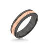 Triton 6MM Black Tungsten Carbide Ring - Double Engraved 14K Rose Gold Insert with Round Edge
