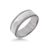 Triton 8MM Grey Tungsten Carbide Ring - Vertical Satin 14K White Gold Insert with Round Edge