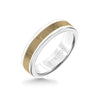 Triton 6MM White Tungsten Carbide Ring - Vertical Geometric 14K Yellow Gold Insert with Round Edge