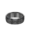 Triton 8MM Tungsten Carbide Ring - Domed Alternating Diagonal Cuts and Bevel Edge