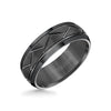 Triton 8MM Tungsten Carbide Ring - Domed Alternating Diagonal Cuts and Bevel Edge