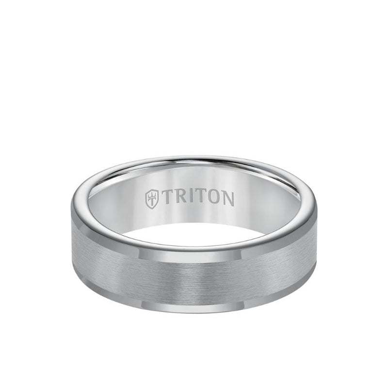 Triton 7MM Tungsten Carbide Ring - Satin Center and Round Edge