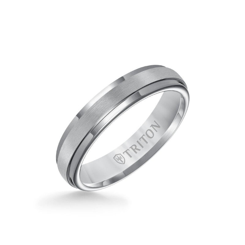 Triton 5MM Tungsten Carbide Ring - Satin Center and Step Edge