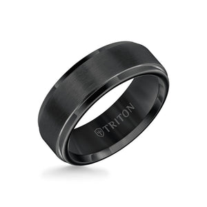 Triton 8MM Tungsten Carbide Ring - Satin Center and Step Edge