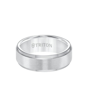 Triton 8MM Tungsten Carbide Ring - Satin Center and Step Edge