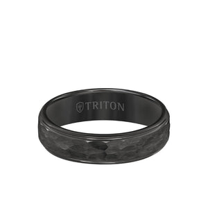 Triton 6MM Tungsten Carbide Ring - Hammered Center and Step Edge