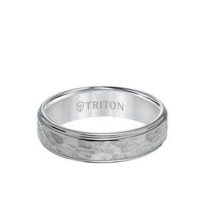 Triton 6MM Tungsten Carbide Ring - Hammered Center and Step Edge