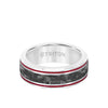 Triton 8MM Tungsten & Black Carbon Fiber Ring with Stripe and Bevel Edge