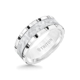 Triton 8MM Tungsten Carbide Ring - Hammered Center and Link Edge